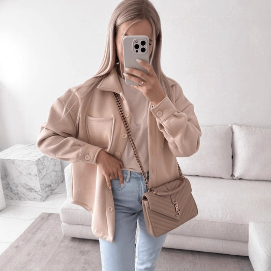 Damen Lässige Overshirtjacke mit praktischen Taschen Merchesia