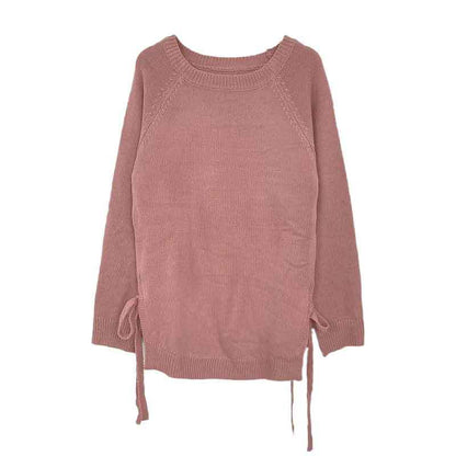 Damen lässiger Pullover mit seitlichen Bindebändern Merchesia