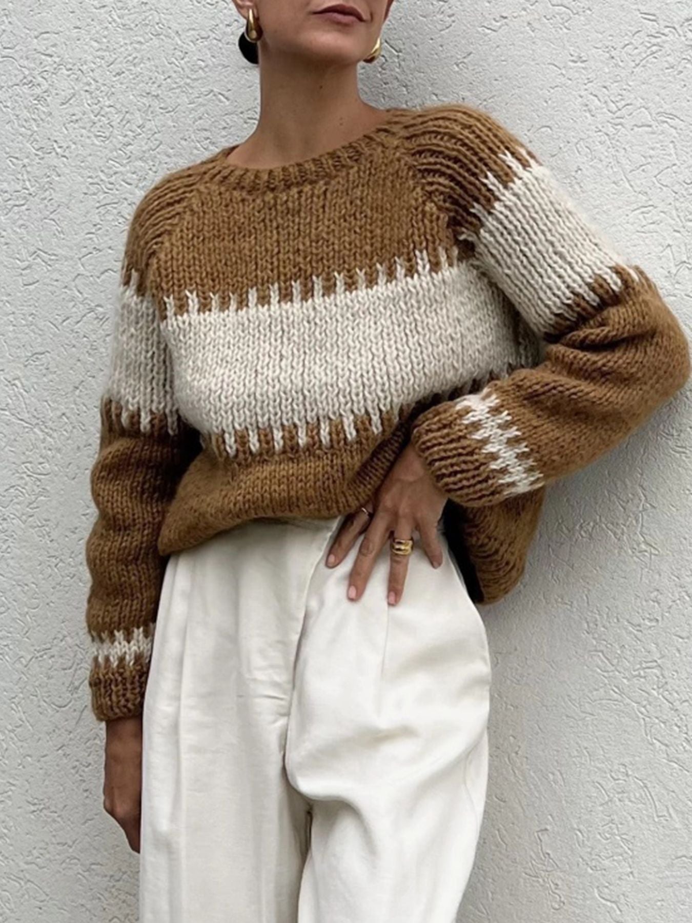 Damen gestrickter Oversized Pullover Merchesia