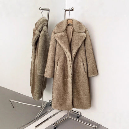 Damen Langhaarmantel für elegante Anlässe Merchesia