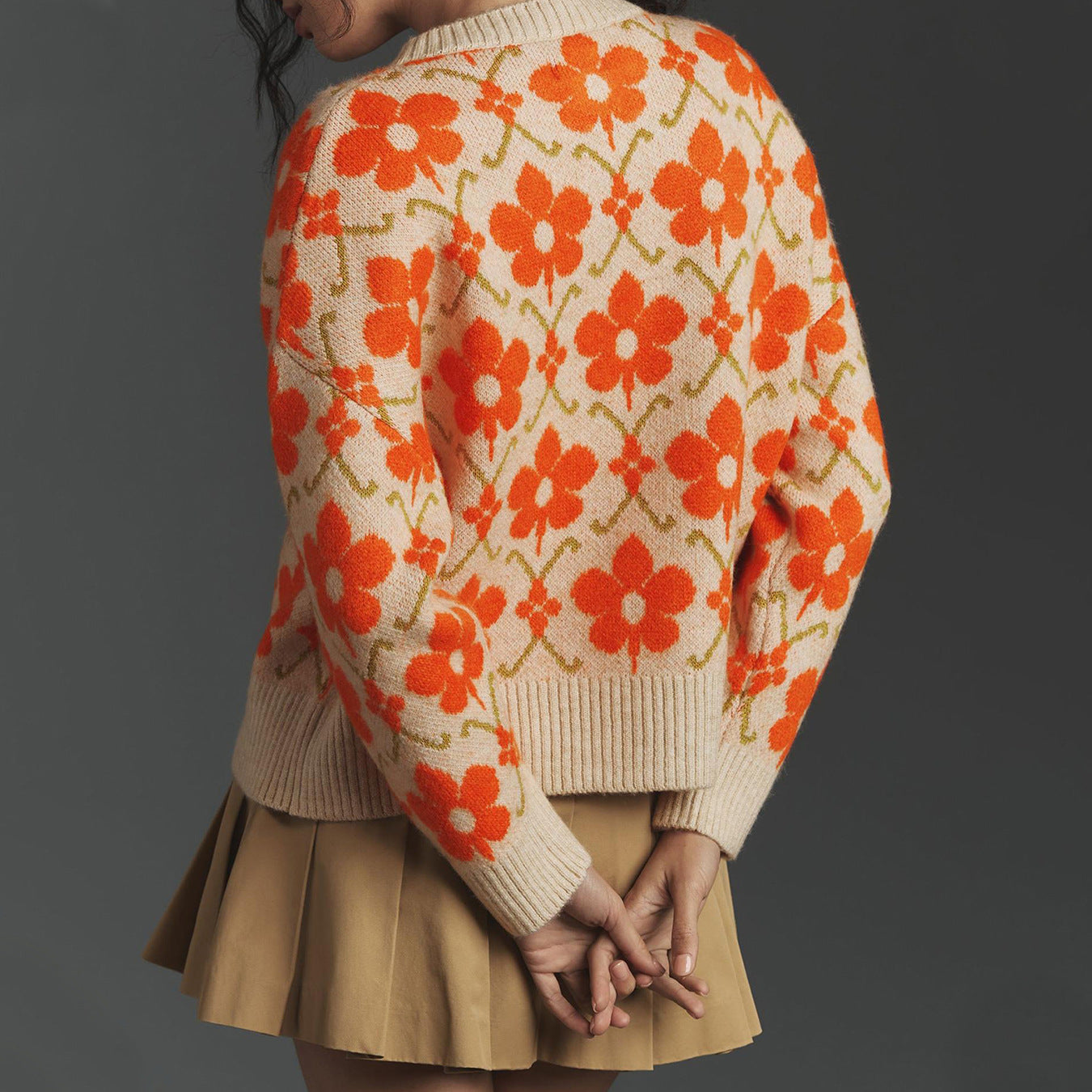 Damen florale Strickjacke mit Knöpfen und angenehmer Passform Merchesia