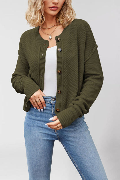 Damen Strickjacke mit Knopfleiste und strukturierter Oberfläche Merchesia