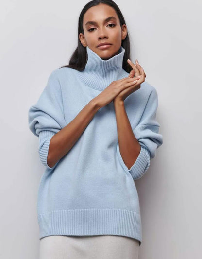 Damen Oversized Rollkragenpullover aus weichem Strick Merchesia