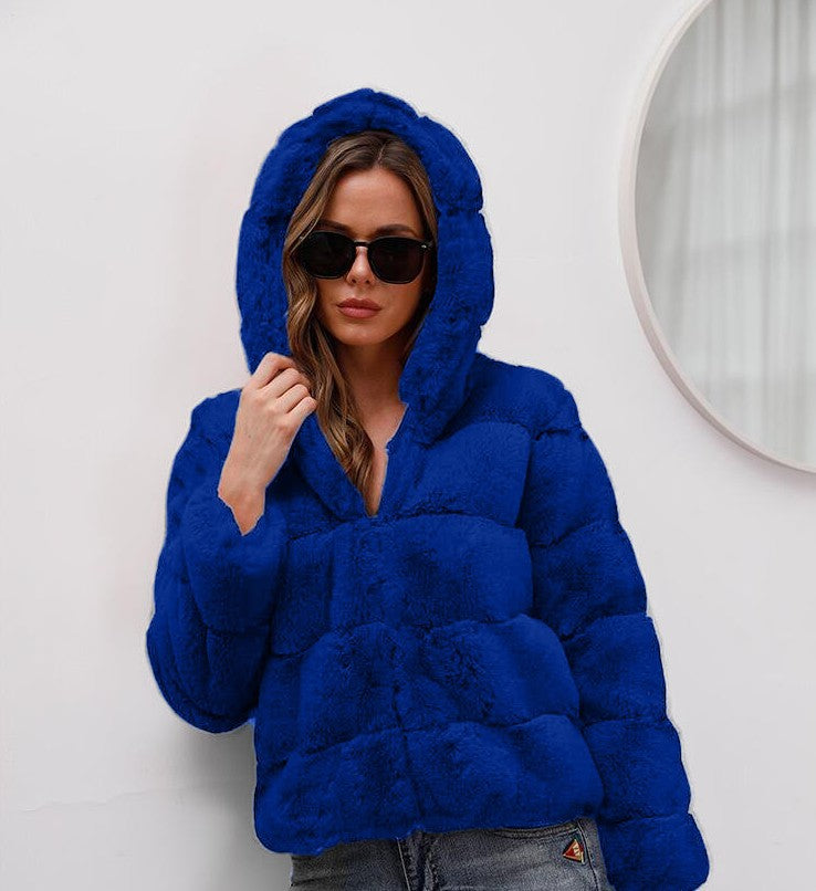 Damen weiche Fleecejacke mit Kapuze Merchesia