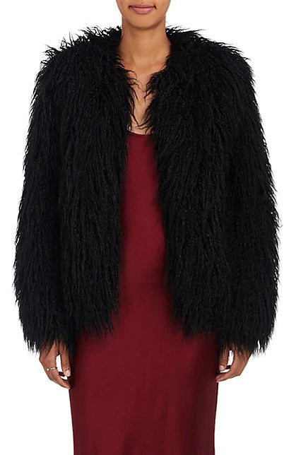 Damen Flauschige Kunstpelzjacke mit voluminösen Ärmeln Merchesia