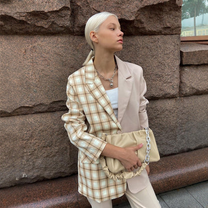 Damen Karierter Blazer mit weichem Schnitt Merchesia