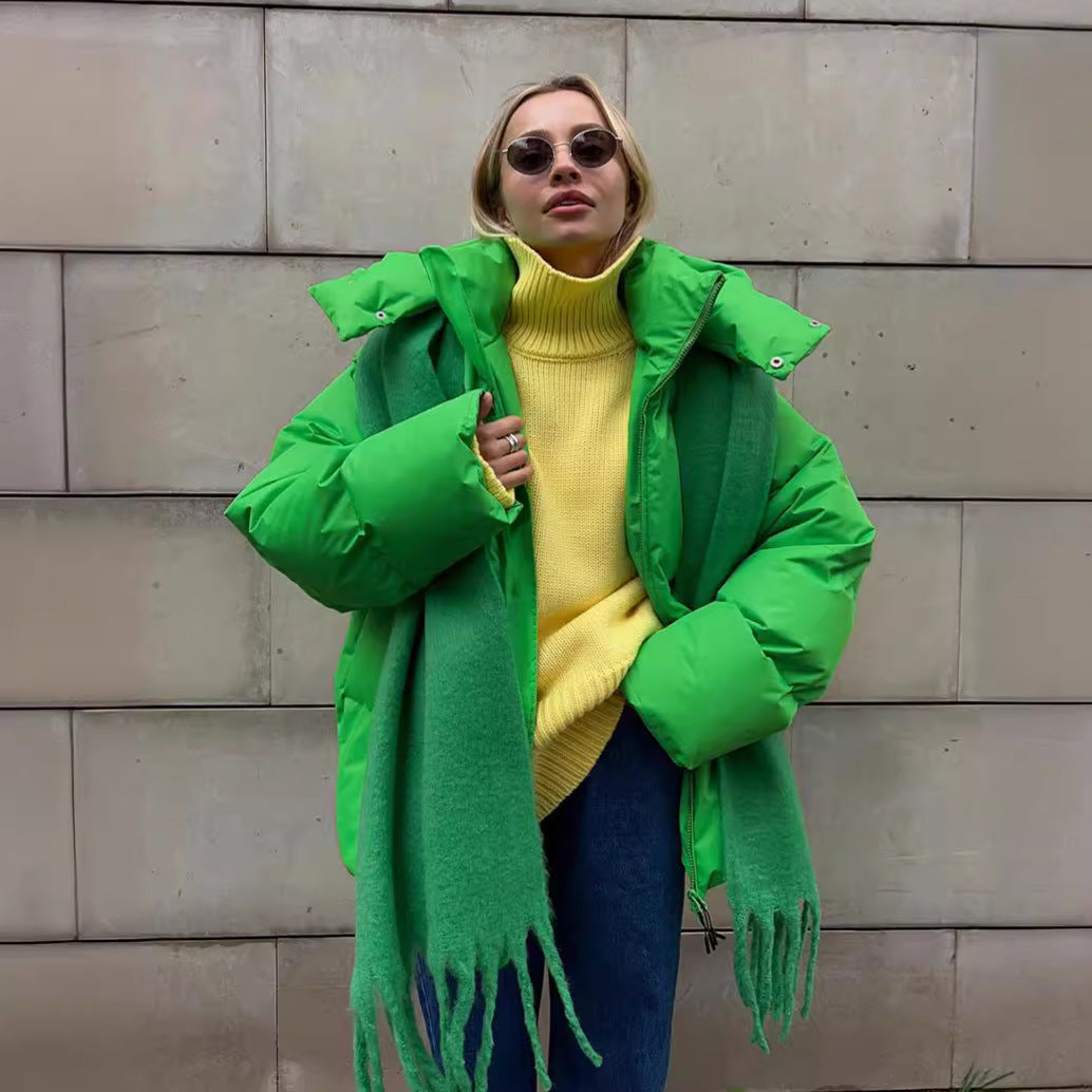 Damen modischer gefütterter Parka mit elektrischem Kapuzenansatz und elastischem Bund Merchesia