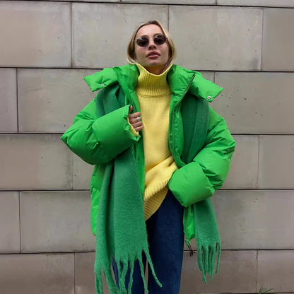 Damen modischer gefütterter Parka mit elektrischem Kapuzenansatz und elastischem Bund Merchesia