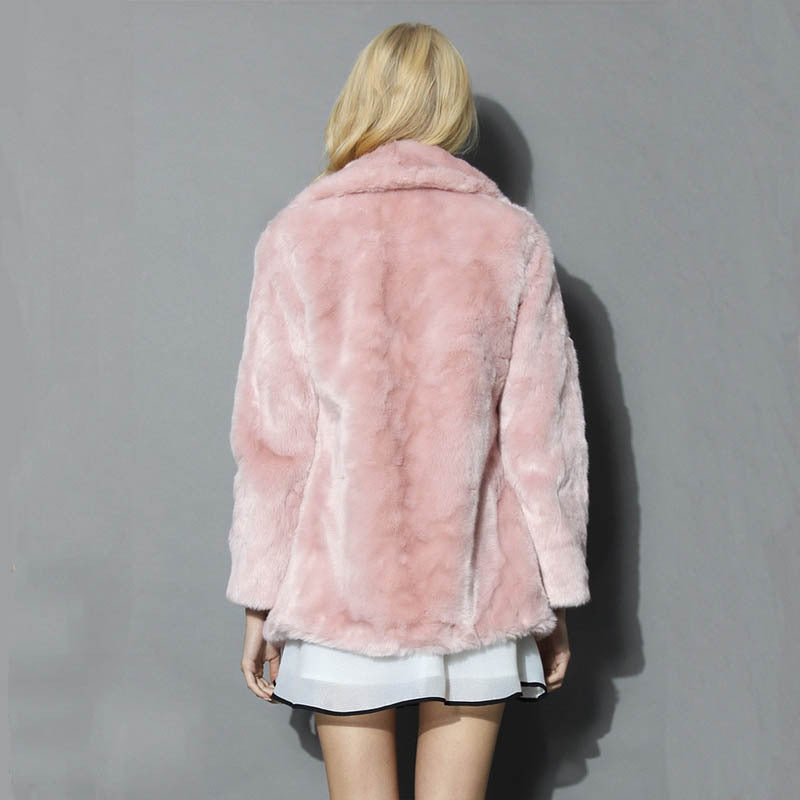 Damen Flauschige Kunstpelzjacke mit elegantem Revers Merchesia