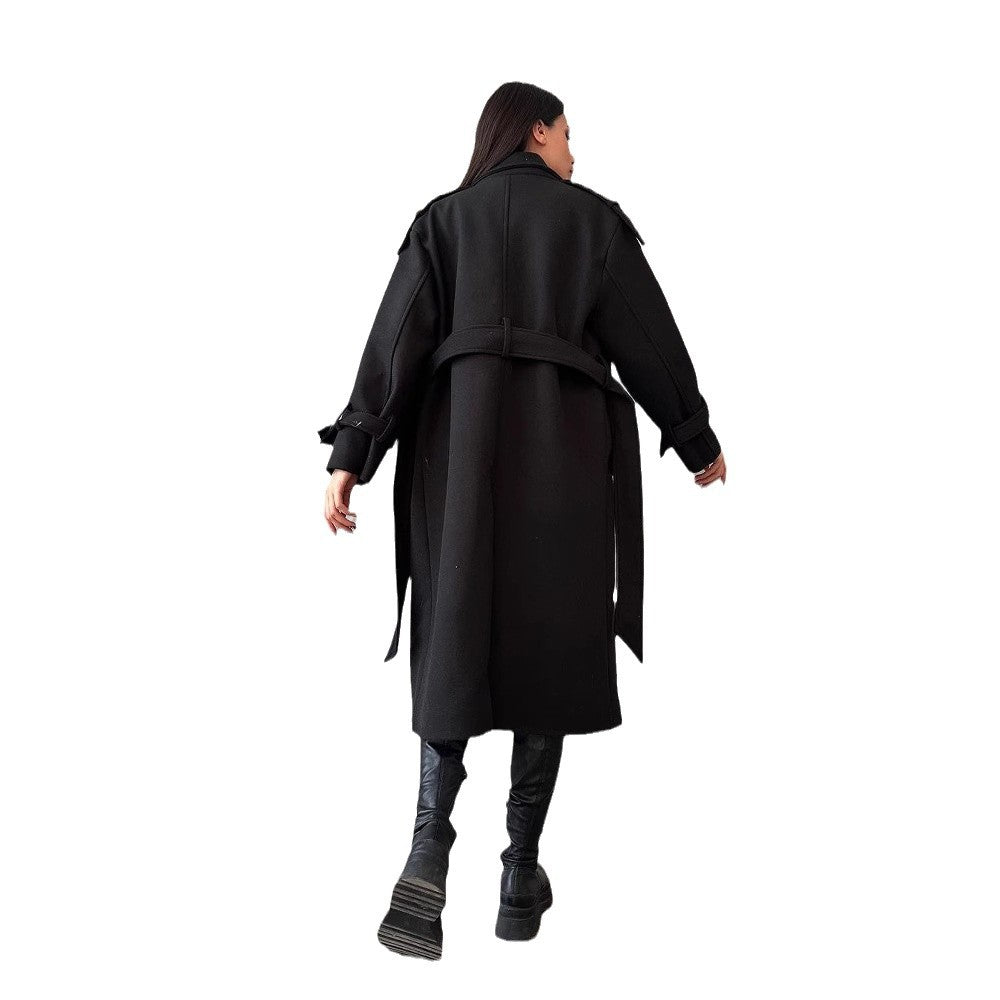 Damen Modischer Trenchcoat mit eleganten Details und doppelt geknöpfter Front Merchesia