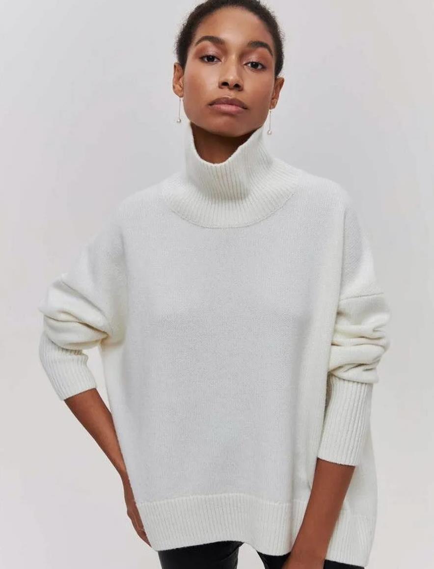 Damen Oversized Rollkragenpullover aus weichem Strick Merchesia