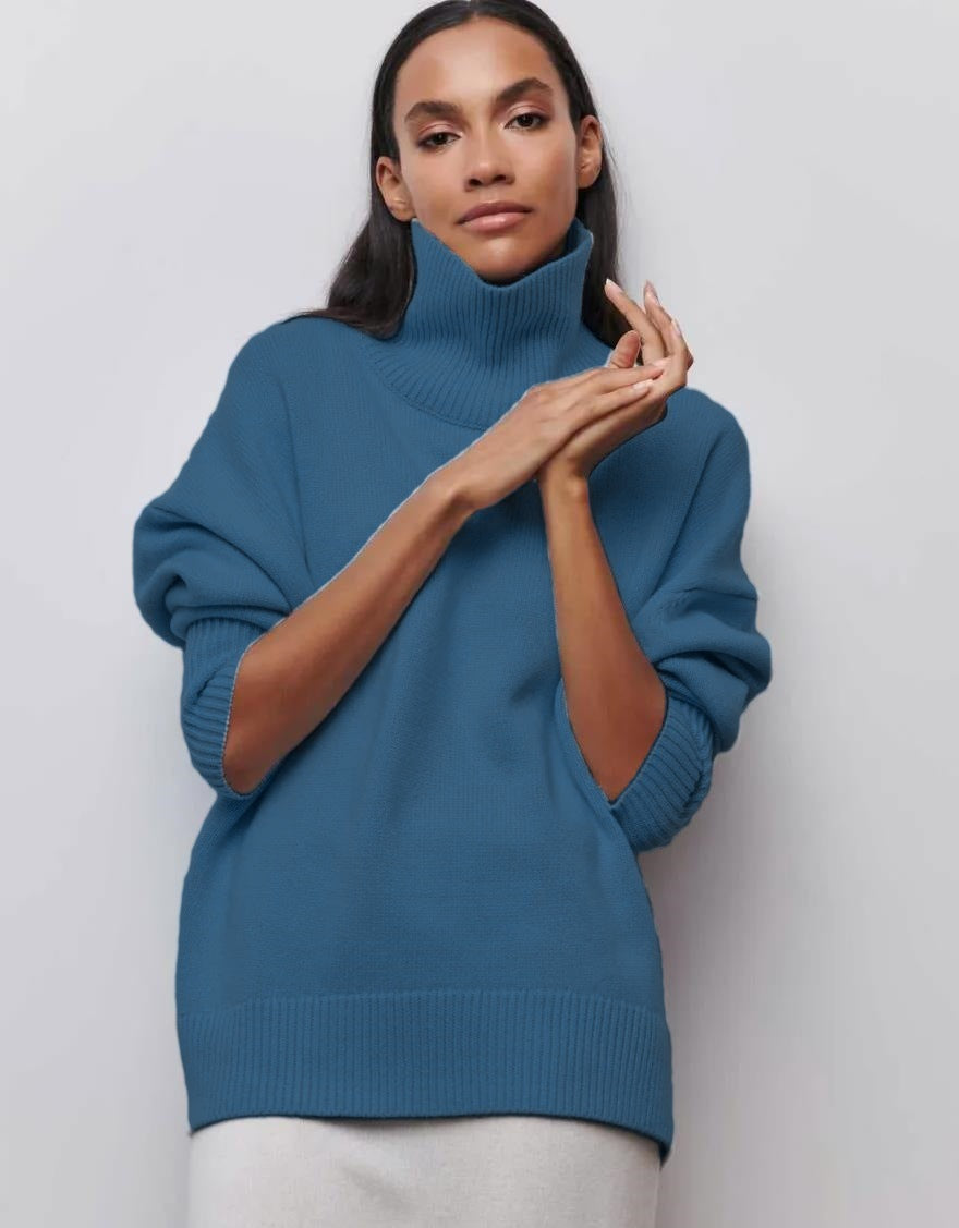 Damen Oversized Rollkragenpullover aus weichem Strick Merchesia