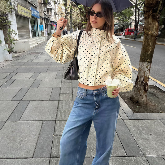 Damen figurbetonte Bluse mit punktuellem Muster Merchesia