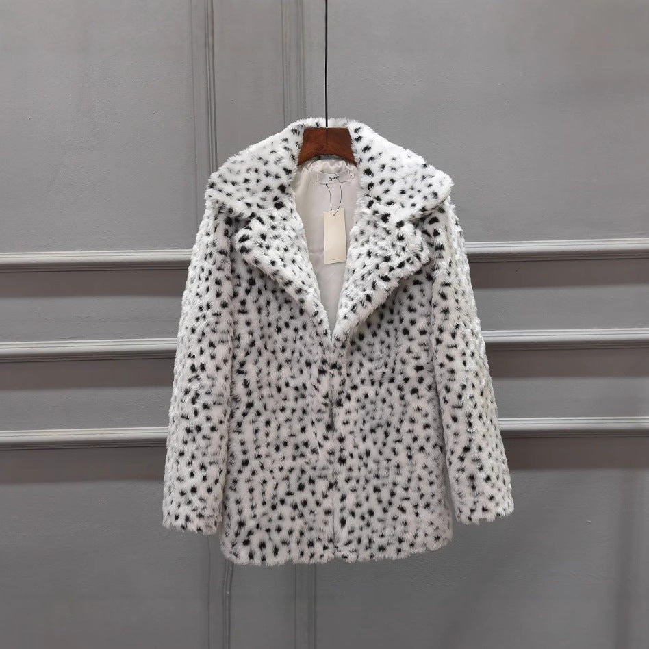 Damen Luxus Kunstpelzjacke im Leopardenmuster Merchesia