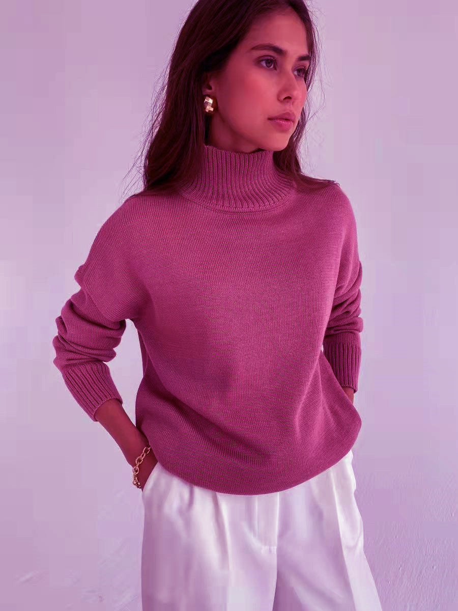 Damen eleganter Rollkragenpullover aus feinem Strick Merchesia