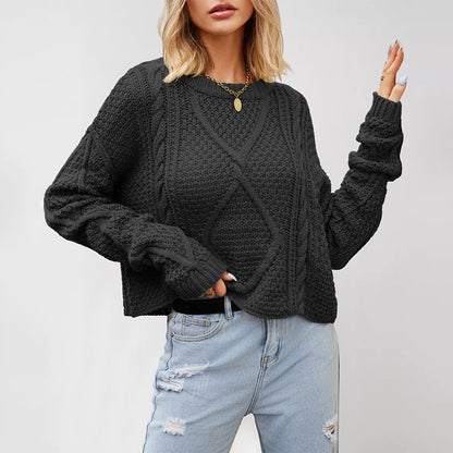 Damen Grobstrickpullover mit strukturiertem Zopfmuster Merchesia