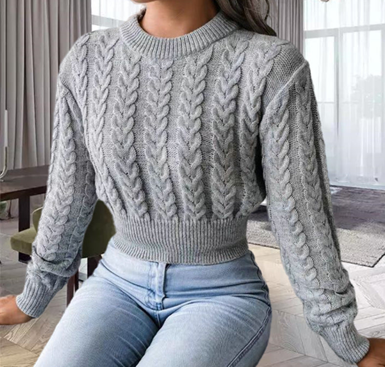Damen Strickpullover mit Zopfmuster Merchesia