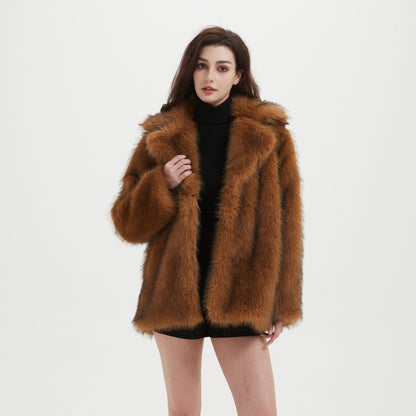 Damen Flauschige Kunstpelzjacke mit weiter Silhouette Merchesia