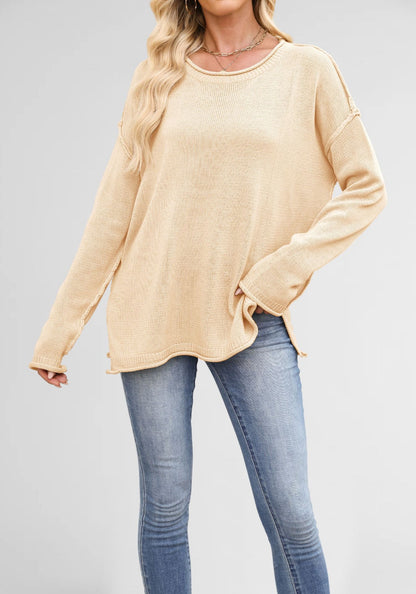 Damen gemütlicher Strickpullover mit weitem Schnitt Merchesia