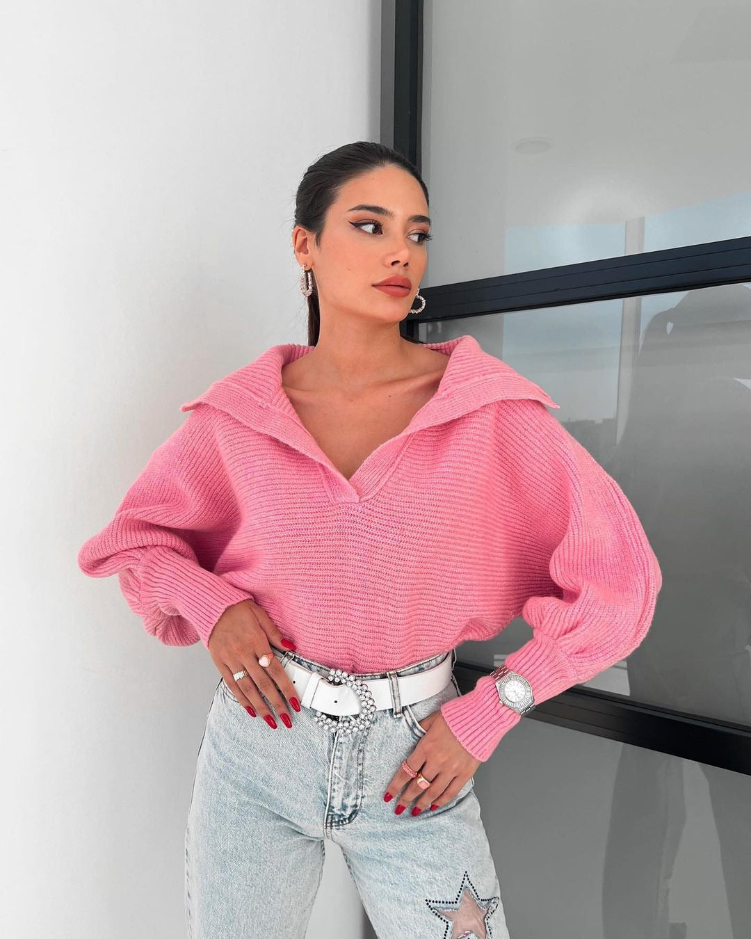 Damen Oversized Strickpullover Merchesia