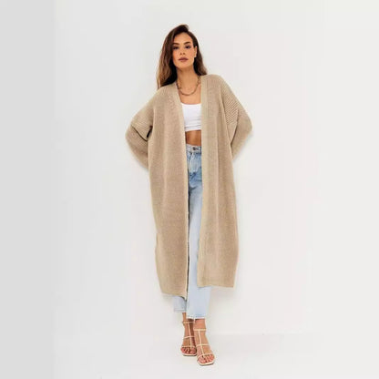 Damen Großer Strickmantel mit offener Front und lässiger Silhouette Merchesia