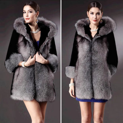 Damen Eleganter und warmer Kunstpelzparka mit Kapuze Merchesia