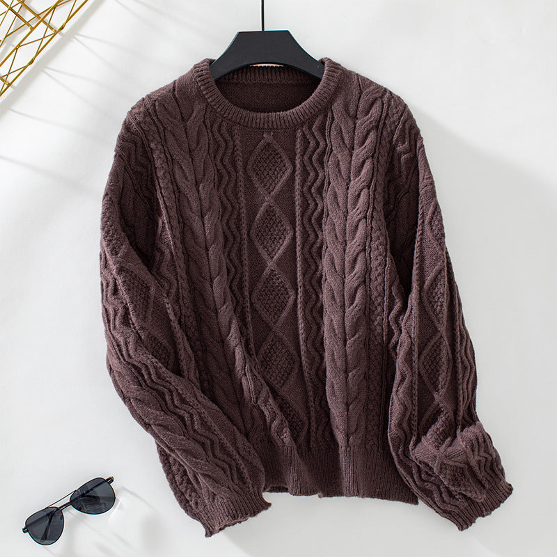 Damen Grobstrickpullover mit strukturiertem Zopfmuster Merchesia