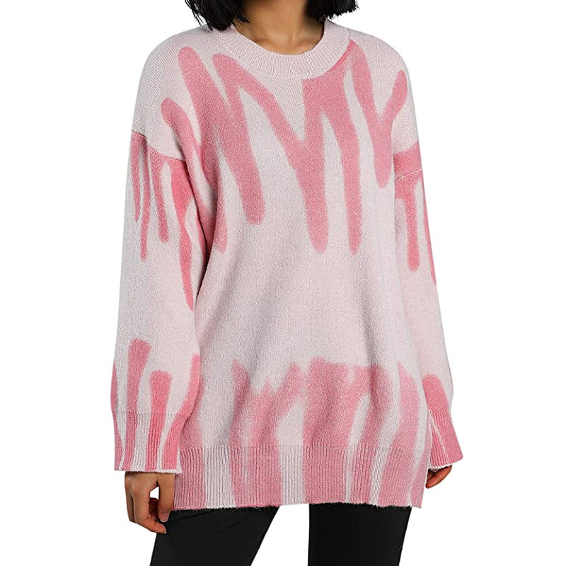 Damen Lässiger Pullover mit modernem Abstract-Design und oversized Passform Merchesia