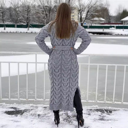 Damen Grobstrickmantel mit offenem Schnitt und praktischen Taschen Merchesia