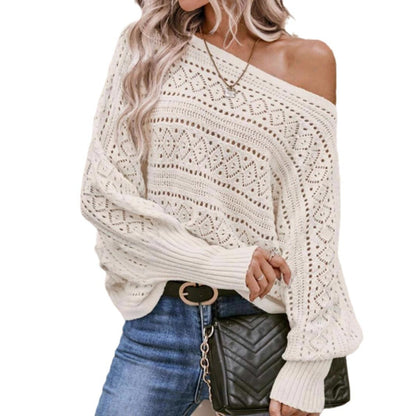 Damen luftiger Strickpullover mit offshoulder Design Merchesia