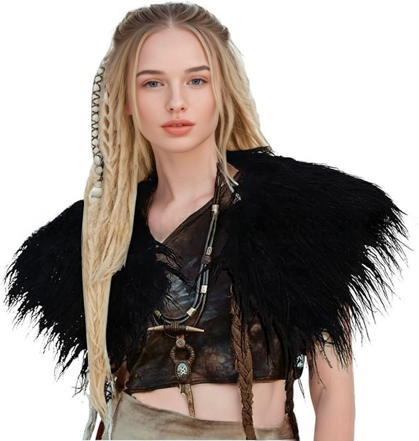 Damen Eleganter Kunstpelzkragen mit kunstvollen Verzierungen Merchesia