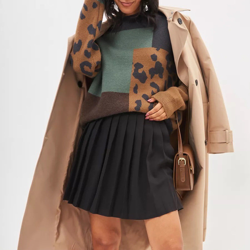 Damen Modischer Pullover mit graphischem Muster und angeschnittenen Ärmeln Merchesia