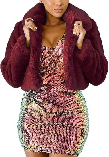 Damen Luxuriöse Kunstpelzjacke im eleganten Cropped-Design Merchesia