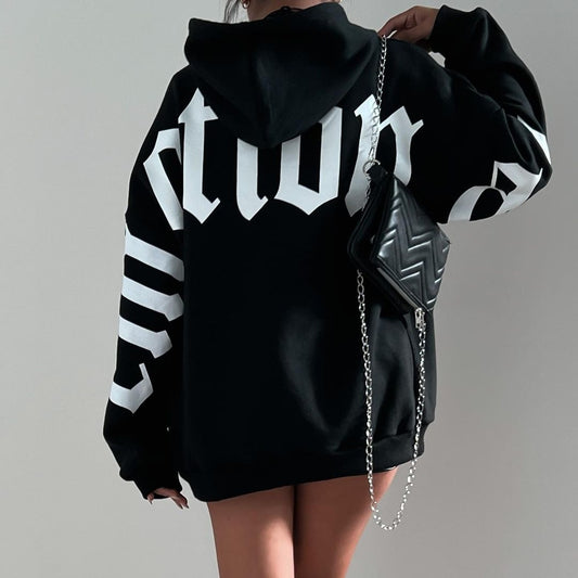 Damen Oversized Kapuzenpullover mit grafischem Print Merchesia