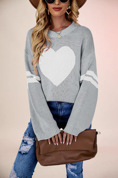 Damen Herz-Muster Pullover Merchesia