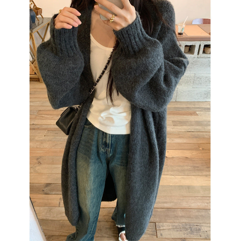 Damen Kuscheliger Strickcardigan mit lässigem Schnitt und weitem Kragen Merchesia