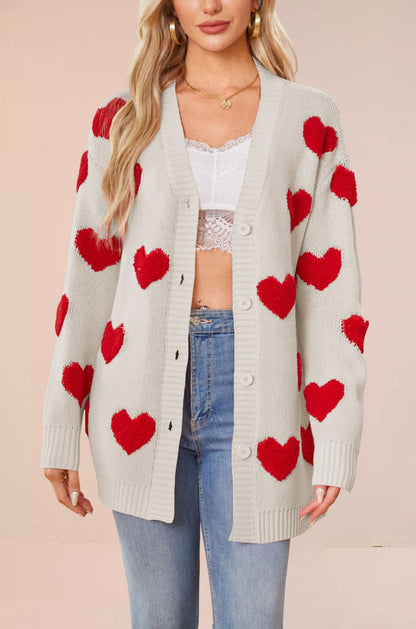 Damen Strickjacke mit Herzmuster und komfortablem Schnitt Merchesia