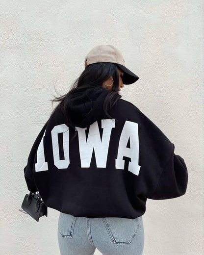 Damen Oversized Kapuzenpullover mit auffälligem Schriftzug Merchesia