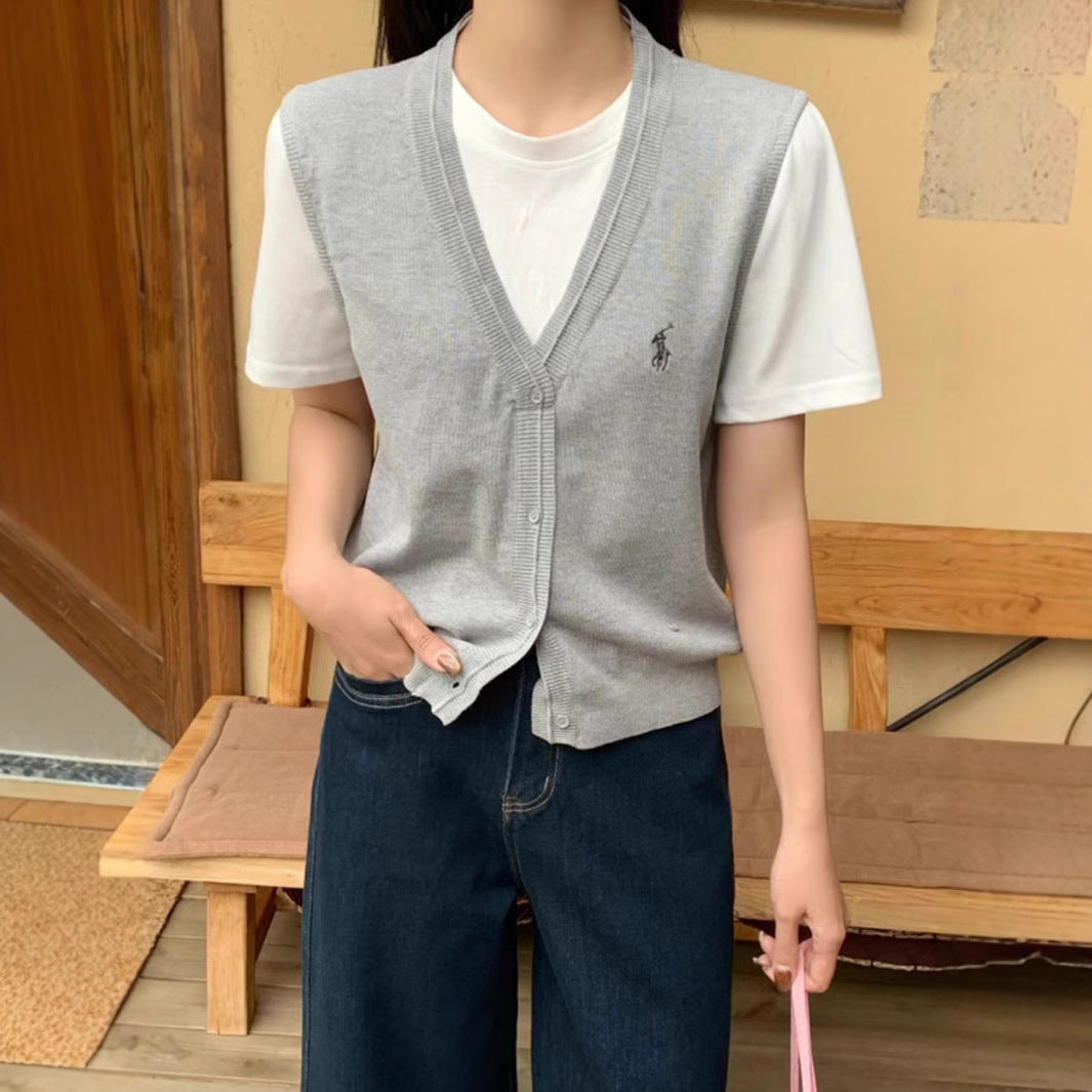 Damen Strickweste mit V-Ausschnitt Merchesia