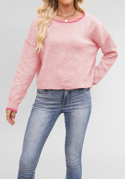 Damen lässiger Pullover mit weitem Schnitt und sanften Texturen Merchesia