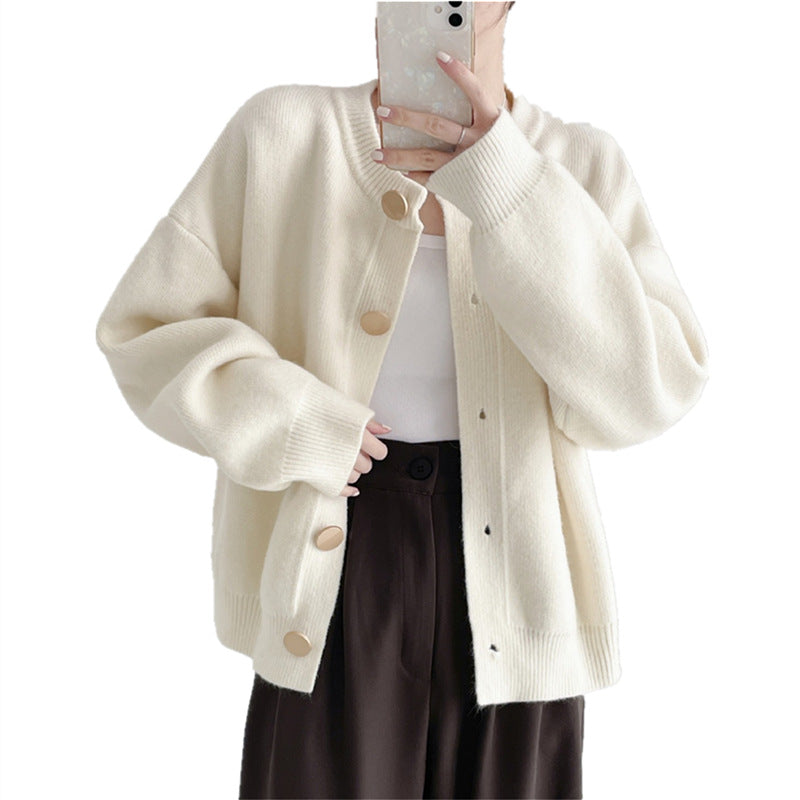 Damen Gemütlicher Strickcardigan mit Knopfdetails und lässigem Schnitt Merchesia