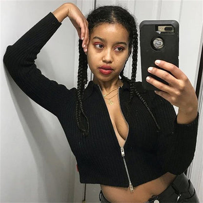 Damen Strickjacke mit Reißverschluss und Kragen Merchesia