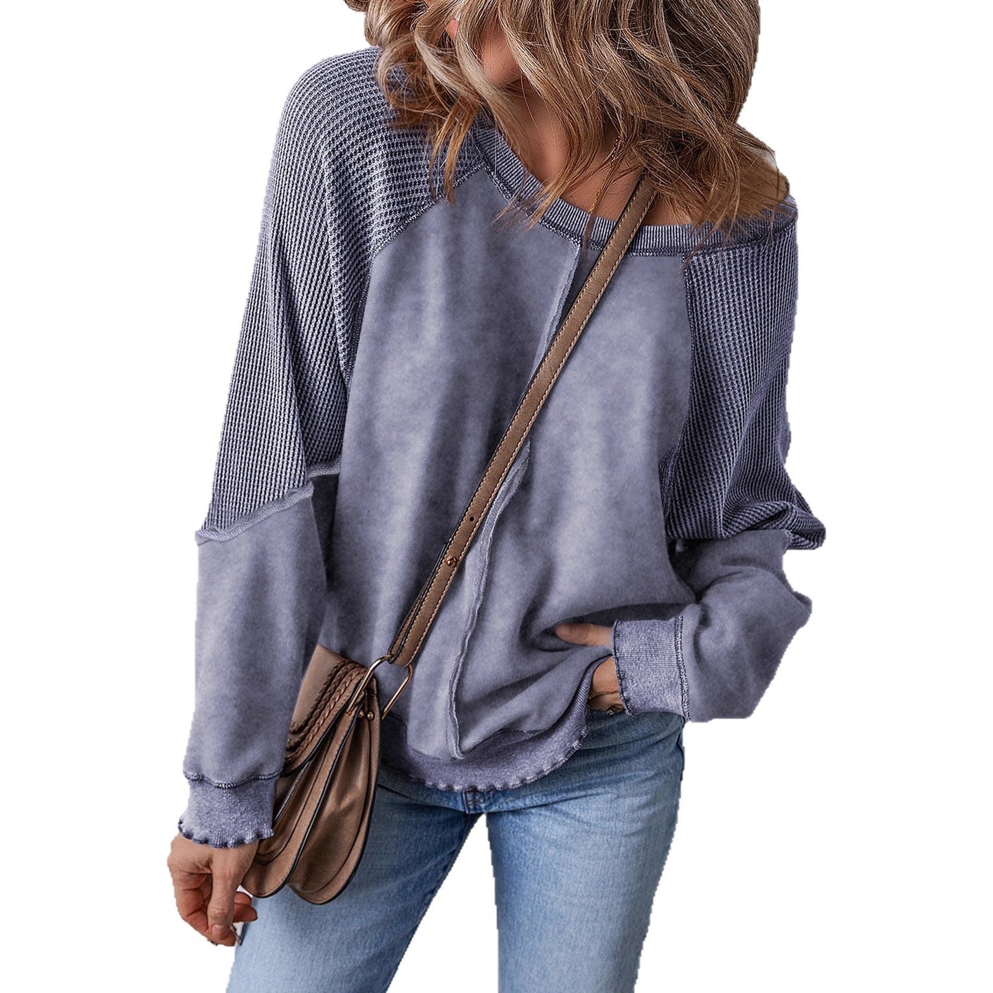 Damen lässiger Oversized-Pullover mit strukturiertem Material und weitem Schnitt Merchesia