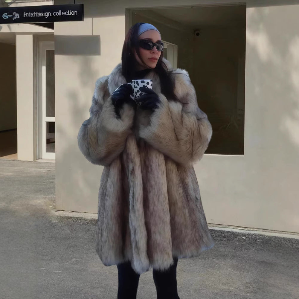 Damen Eleganter Kunstpelzmantel Merchesia