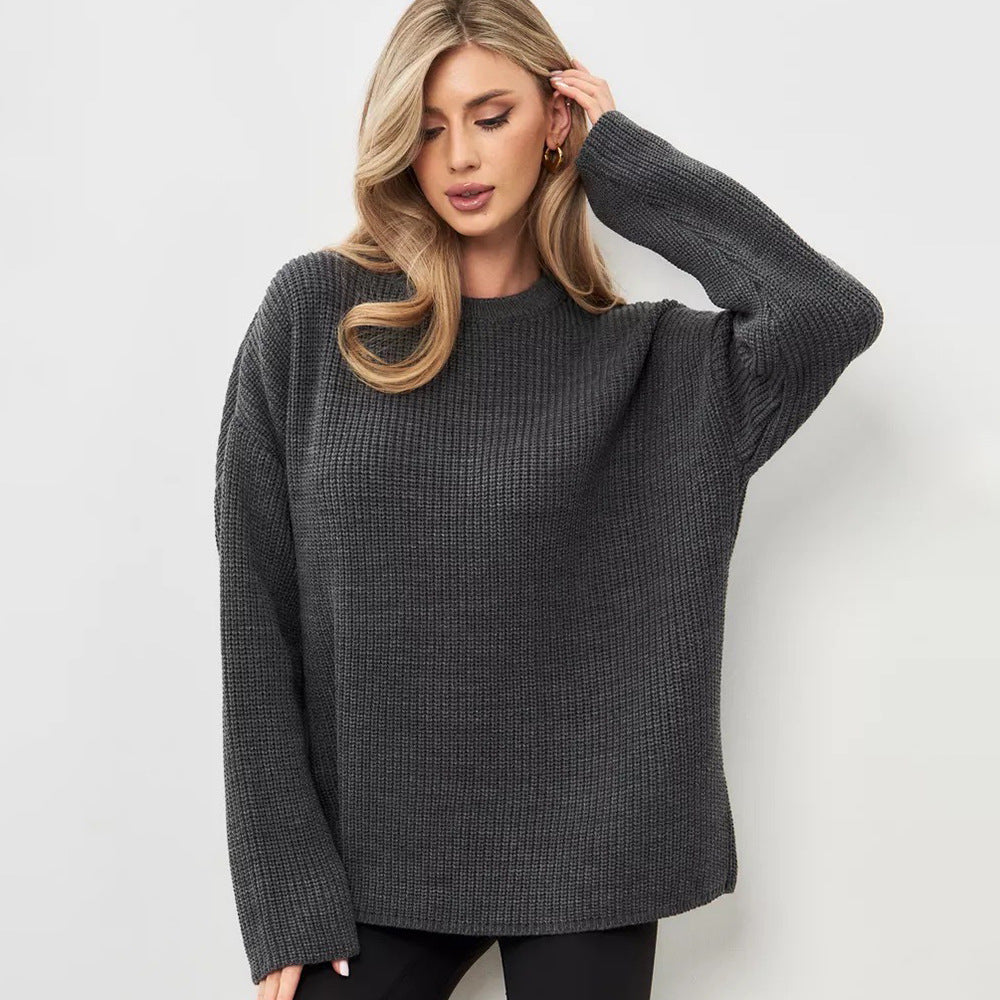 Damen Oversized Pullover mit strukturiertem Strick und weitem Schnitt Merchesia