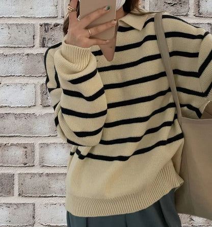 Damen gestreifter Pullover Merchesia