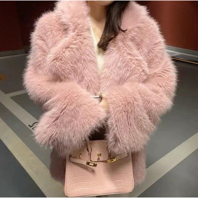 Damen Flauschige Kunstpelzjacke mit weiter Silhouette Merchesia