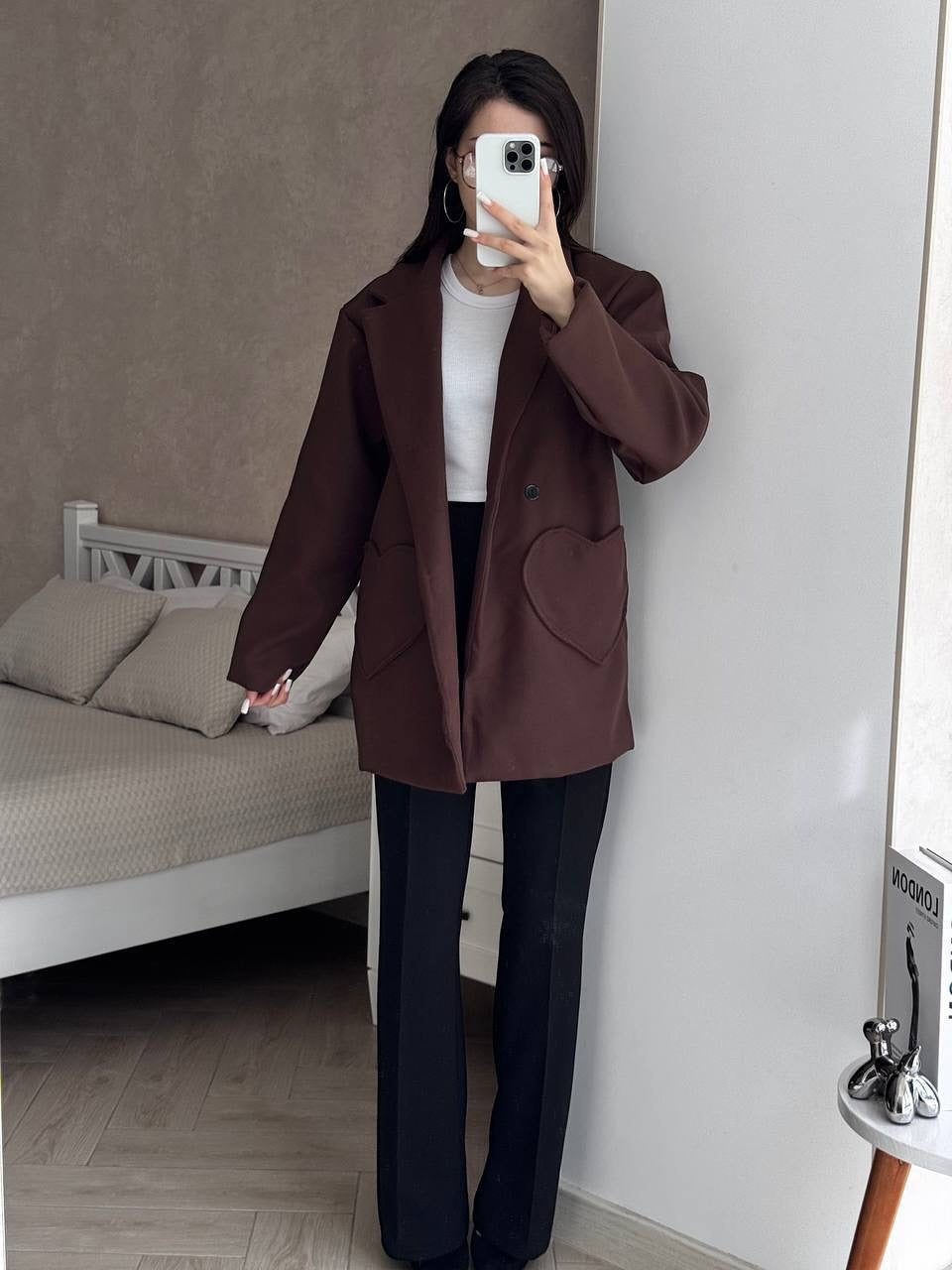 Damen modischer Oversized-Mantel mit großzügigen Taschen und Revers Merchesia