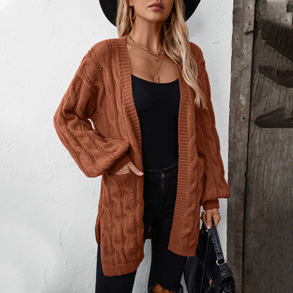 Damen Strickjacke mit einem stilvollen Flechtmuster Merchesia