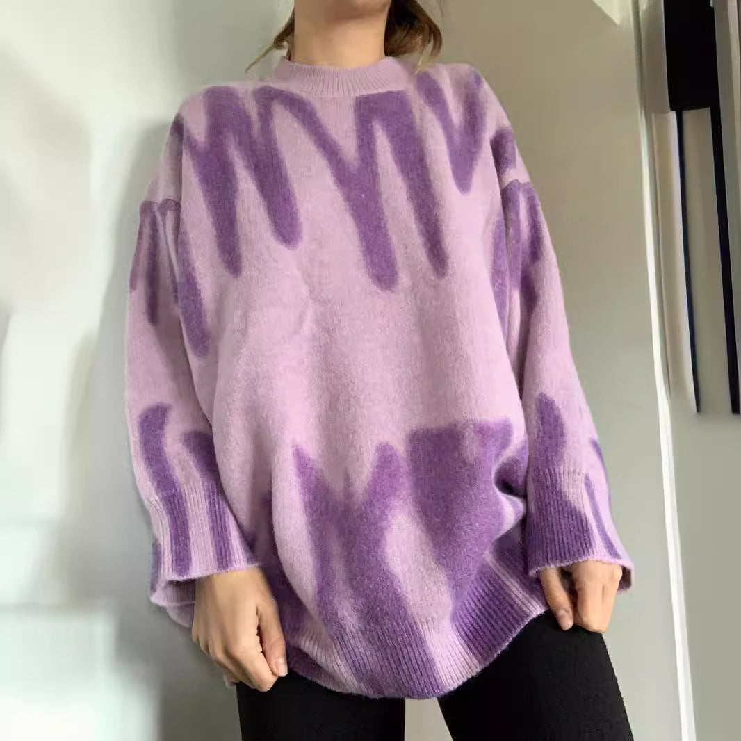 Damen Lässiger Pullover mit einzigartigem Farbverlauf und weitem Schnitt Merchesia